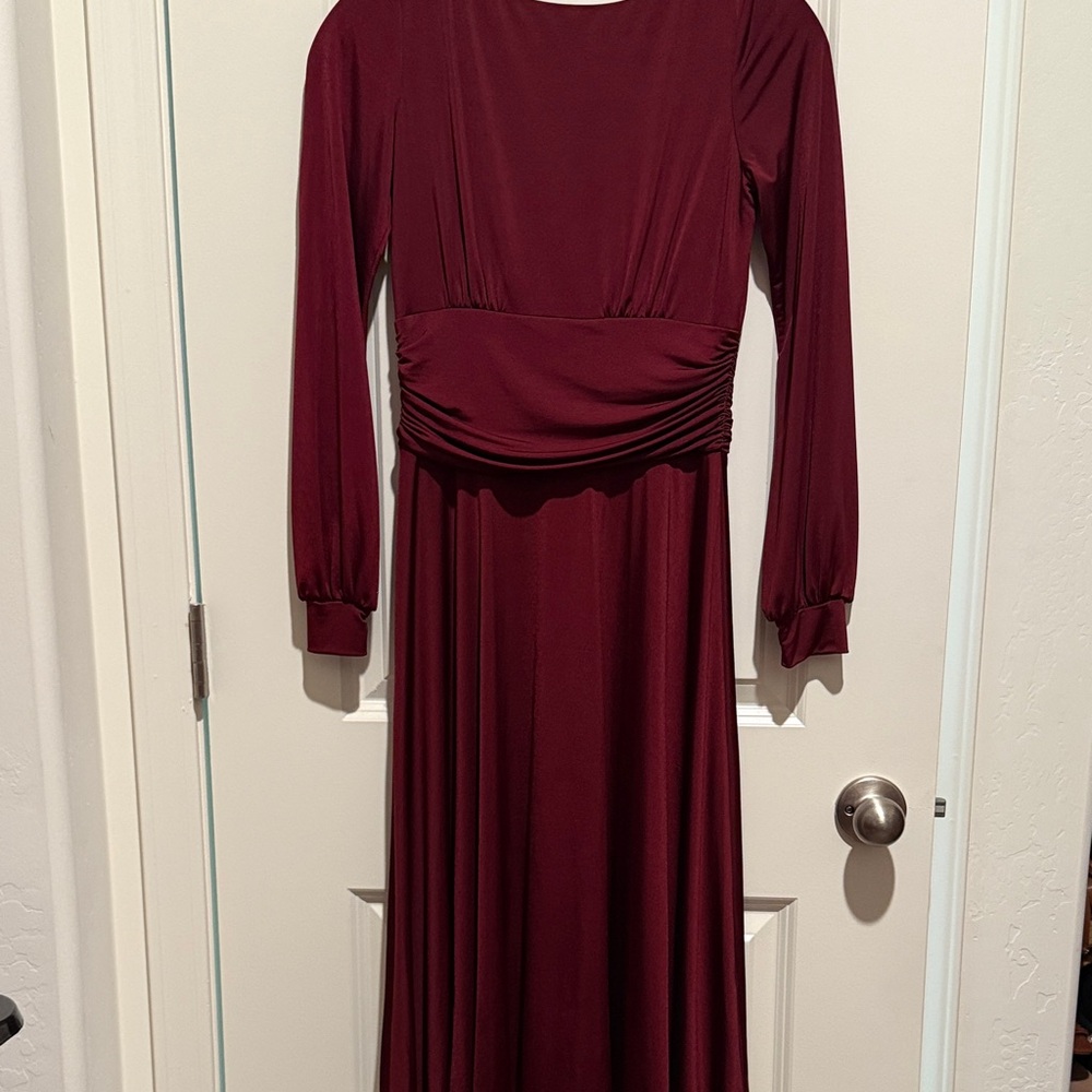 Chic Long Sleeve Burgundy Dress